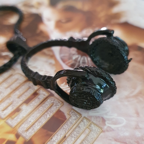 ๐ง Black plated DJ Headphones Pendant on Heavy Link Long Chain ๐ง - Picture 3 of 3